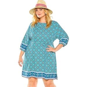 Coolibar Teal and Navy Printed Women's Swim Coverup